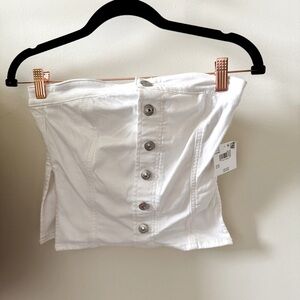 White denim corset tube top American Eagle Aerie